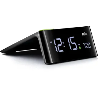 Braun Digitaler Wecker mit LCD-Display, Schlummertaste, Quick Set, automatisch anpassbare Display-Helligkeit, Signaltonalarm, in Schwarz, Modell BC16BEU.
