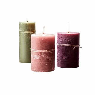 Mirabeau Stumpenkerze Kerze 3er Set Salis grün/rosa grün|rosa