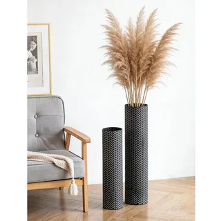 LuxusKollektion Bodenvase Bodenvase groß Metall 70cm schwarz geflochten 2er (2 St) bunt|schwarz