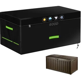 YedZen Abdeckung für Auflagenbox, 158x75x65cm, 600D Oxford PU Kissenbox Abdeckung mit Reißverschluss&Entlüftung, Wasserdicht Witterungsbeständig Garten Gartenbox Schutzhülle mit Kordelzug&Griffe
