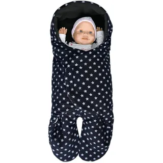 MijaCulture 2 in1 two sided Winter Einschlagdecke Decke Universal für Autositz, für Kinderwagen, Buggy Premium Qualität 4125 (Schwarz/Sterne)
