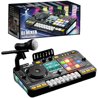 Dj Pult Anfänger,Dj Pult Kinder,Dj Mischpult Kinder,Tragbare Dj-Station,Dj-Maschine Für Kinder,Bluetooth Mit Einstellbarem Mikrofon,Lichtverlauf,Geeignet Für Kinder Im Alter Von 3-12 Und Anfänger