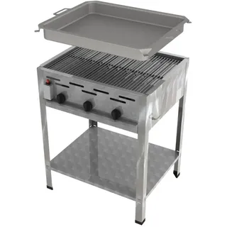 ChattenGlut Gasbräter 3-flammig 650 x 530 x 800 cm Edelstahl inkl. Rost und Pfanne