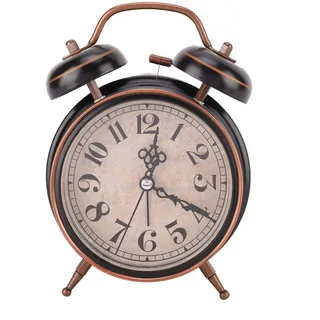 Raguso 4 "Retro mechanischer Wecker mit Nachtlicht Handaufzugsuhr Doppel Doppelglocke ohne Ticking für schwere Schläfer Reisen Home Office Schlafzimmer Dekoration