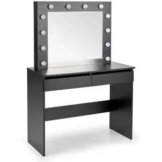 Konsimo® Schminktisch, Schwarz, Holz, Glas, 94x140x43 cm, Schlafzimmer, Schminktische