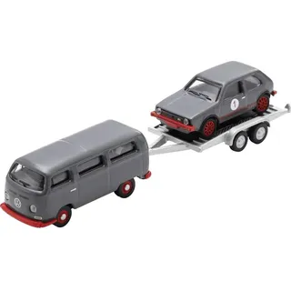 Schuco VW T2 Bus m.Anh. VW Golf I GTI 1:87