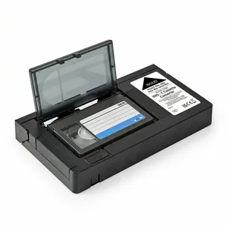 NEDIS VHS-C Adapterkassette – VHS Adapter für Videokassetten – Schwarz | Video 8 Abspielgerät – Motorisiert – Plug and Play – Batteriebetrieben