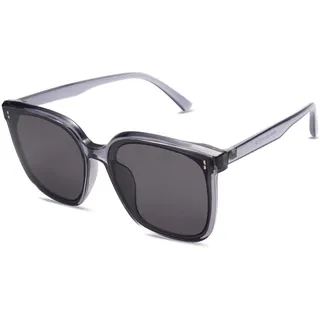 SOJOS Sonnenbrille Herren Damen Verspiegelt, Retro Vintage Groß Eckig Schwarz Coole Klassisch Rechteckig UV400 Schutz Unisex Brille SJ2157, Grau/Grau - Middle