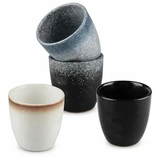 Inodiref Espressotassen Set 150ml Keramik Espressobecher ohne Henkel, Hochwertige Dickwandiger Espresso Tassen Set, Kreativer Espresso Cups Spülmaschinenfest für Kaffeeliebhaber Einzigartiges Geschenk