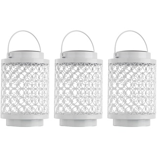Solarlampen für Außen Gartendeko Laterne orientalische Lampe Solar Laternen für draußen Metall weiß, orientalisch, LED, DxH 13x18 cm, 3er Set