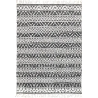 Handwebteppich Ossi in Schwarz/Weiß ca. 120x170cm