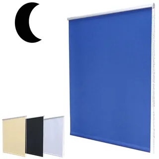 Hossi's Wholesale Nachtdunkel Klemmfix Mini Verdunkelungsrollo ohne Bohren inkl. Klemmträger/Blau 40x160cm (Breite x Höhe)