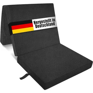 Bout3 Klappmatratze, Gästematratze, 3-Teilige Schaumstoff Faltmatratze, Klappbar Sitzblock, Faltbare Reisebett Matratze, Waschbar Bezug (Anthracite, L190xW60xH7cm, Mittel Fest)