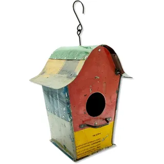 Metall Vogelhaus zum aufhängen 22 x 36cm bunt Nist-Kasten Garten-Deko Vögel