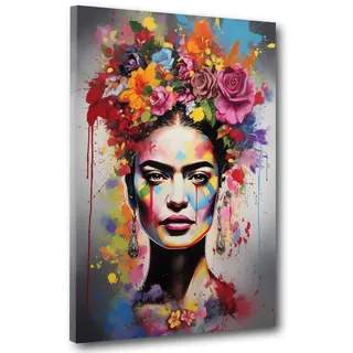 Leinwandbild Wandbild Pop Art abstrakt Frida Kunstdruck XL Wanddeko Größe 90x120x4cm