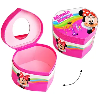 alles-meine.de GmbH Schmuckkasten/kleine Schatztruhe - Herz mit Spiegel - - Minnie Maus - Utensilo - Kinderzimmer - z.B. für Schmuck - Schmuckschatulle/Dose - Schmuckbox ..