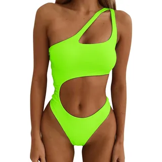 Generisch Festival Outfit Damen Rave Outfit Oberteil Badeanzug 2-Teilig Neon Rave Body Sexy Niedrig Geschnitten mit Y2K Langarm Crop Top Cover-Up Bikini Clubwear Kleidung Damen Schwarz L