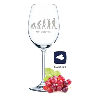 GRAVURZEILE Leonardo Weinglas mit Gravur - Man Evolution - Lustige Geschenke - Geburtstagsgeschenk für Männer & Papas - Geeignet als Rotweingläser Weißweingläser