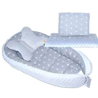 Primawela Bettnestchen Baby MINKY Nestchen Kokon Kuschelnest Kissen Decke Schmetterlingkissen grau