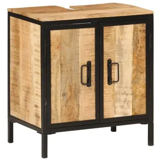 vidaXL Waschbeckenunterschrank, Waschtisch Unterschrank mit viel Stauraum, Badschrank mit 2 Türen, Waschbeckenschrank Badezimmerschrank, Eisen Massivholz Mango