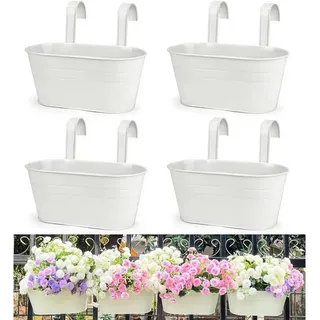 LATERN Metall Blumentopf 4er Set 27,5 x 27,5 x 27,5 cm Weiß