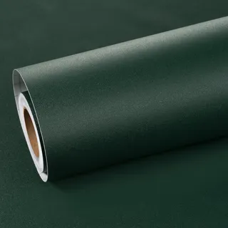 ReWallpaper Möbelfolie Grün Matt Selbstklebende Tapete Grün Uni Folie für Möbel Tischplatte Fensterbank Tapete für Badezimmer Schlafzimmer Küchenfolie Selbstklebend Schränke Dunkelgrün 40cmx3m