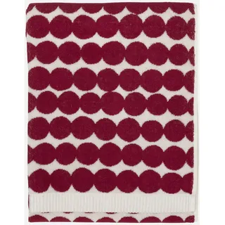 MARIMEKKO Räsymatto Frottee Badetuch Baumwolle (weiß und rot) - gepunktete Badetücher - 139,7 x 71,1 cm