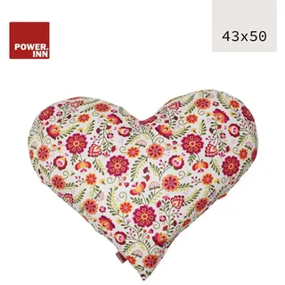 POWER INN Herzkissen groß 40 x 40 cm Weiß/Rot/Orange/Rosa