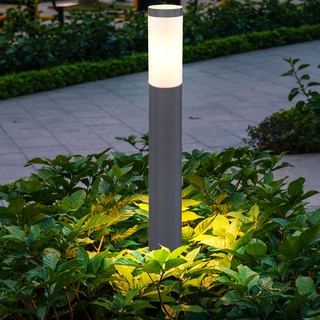 Stehleuchte Außenleuchte Gartenlampe Standleuchte Wegelampe Terrasse, IP44, modern Edelstahl anthrazit opal, 1x E27 Fassung, DxH 12,7x110 cm