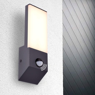 max K O M F O R T LED Aussenleuchte Wandleuchte mit Bewegungsmelder warmweiß 3000K Fluter 9W IP54 Anthrazit modern PHOTON 4010A1