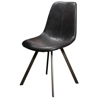 Vintagehaus Esszimmerstuhl Stuhl Esszimmerstuhl Zig Zag Industrial Lederlook Anthrazit