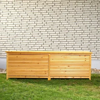 Mucola Auflagenbox Holz Kissentruhe Auflagen Kissenbox 170 cm Gartenbox Gartentruhe Holztruhe Aufbewahrungsbox Holzkiste