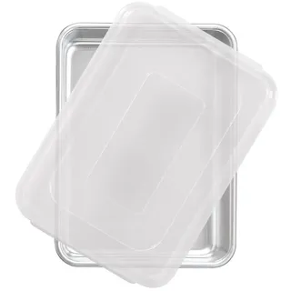 Nordic Ware Natural Aluminum Commercial Cake Pan with Lid, Rectangle Pan with Lid