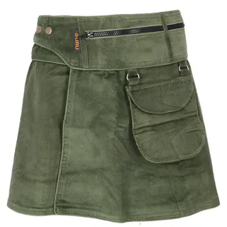 Guru-Shop Minirock Wickelrock, Cord Minirock - olivgrün alternative Bekleidung grün S/M