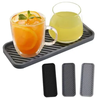 BROSEBEAQ 2 Stück Spülbecken Organizer,Ablaufwanne für Spülbecken,Abflussschale aus Silikon,Badezimmer Aufbewahrungsablauf,Küchenabfluss Pad Besteck Tasse Tablett (Schwarz- groß)