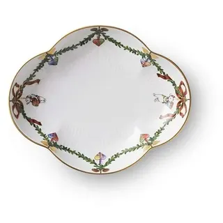 Royal Copenhagen Star Fluted Christmas Servierteller aus Porzellan gefertigt, Oval, 20 cm, 1055053