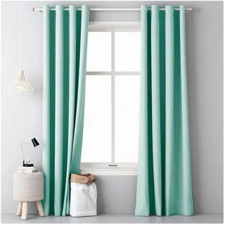 JEMIDI Ösenschal Ösen Schal 140cm x 250cm Blickdicht Ösenvorhang Ösengardine Schal Store Fenster Dekoschal Gardine Mint