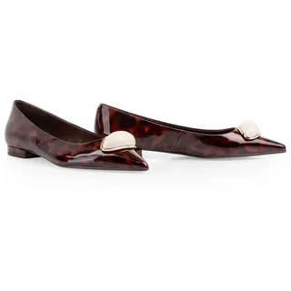 Marc Cain Ballerina Blockabsatz, Pumps mit edlem Schmuckstein braun 39 EU