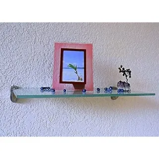 Element System Wand Regal Claro Glasregal, satiniert 60x30 + Edelstahl Wandhalterung Wandregal