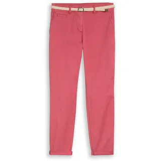 Tom Tailor Damen Slim Chino Hose mit Gürtel, rot, Uni, Gr. 42/32