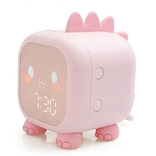 Kinder Lichtwecker Mädchen, Digitaler KinderWecker für Mädchen Jungen mit Sonnenaufgangssimulator, Snooze-Funktion, Ohne Ticken Lautloser Wecker für Jungs Mädchen (Rosa)