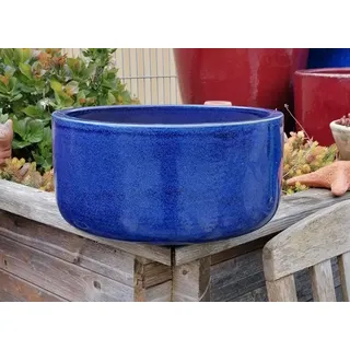 Generisch Schöne winterfeste Pflanzschale ø 38 cm aus Steinzug blau glasiert Pflanztopf Blumentopf Übertopf Garten Deko