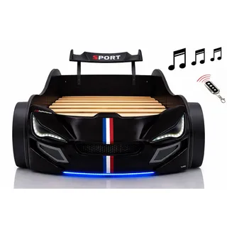 Aileenstore Kinderbett Rennwagen 90 x 200 cm Holz rot/schwarz