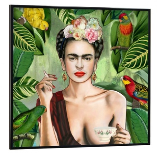artboxONE Poster mit schwarzem Rahmen 40x40 cm Natur Frida Kahlo Con Amigos - Bild Frida Botanical botanisch