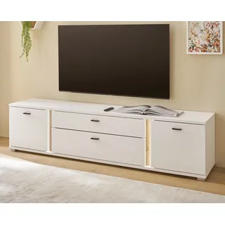 furn.design TV-Lowboard 200x48x42 cm Weiß/Eiche Wotan/Holz