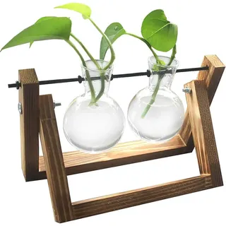 Hydroponische Hängende Vase Glasvase Dekorative Vase Desktop-vase Holzständer