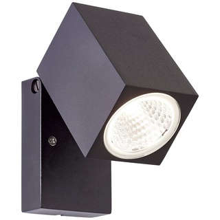 Lightbox LED Außen-Wandleuchte, LED fest integriert, warmweiß, LED Außen Wandspot, 10 x 7 cm, 8 W, 600 lm, 3000 K, IP54, schwenkbar schwarz