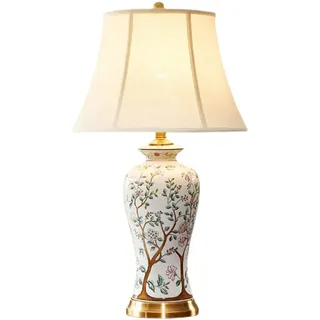 FAZRPIP 70 * 40 cm Große Keramik Tischlampe Chinesische Handarbeit Malerei Schlafzimmer Nachttischlampe Antike Vase Schlafzimmer Schreibtischlampe für Wohnzimmer modern