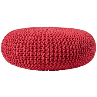 Homescapes Strick-Pouf, Rot, Textil, Uni, Rund, 70x23x70 cm, Wohnzimmer, Hocker, Poufs