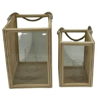 TrendLine Deko Laterne Holz 30 x 20,8 x 20,8 cm natur